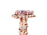 Rose gold Fancy Pink Pear Cut Halo Diamond Solitaire with Filigree Band and Four-Prong Setting_5