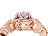 Rose gold Fancy Pink Pear Cut Halo Diamond Split Shank Engagement Ring with Four-Prong Setting_10