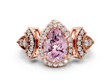 Rose gold Fancy Pink Pear Cut Halo Diamond Split Shank Engagement Ring with Four-Prong Setting_12