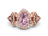 Rose gold Fancy Pink Pear Cut Halo Diamond Split Shank Engagement Ring with Four-Prong Setting_6