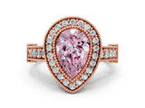Rose gold Fancy Pink Pear Cut Halo Diamond Split Shank Pave Ring