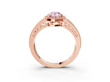 Rose gold Fancy Pink Pear Cut Halo Diamond Split Shank Ring with Prong Setting_3