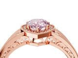 Rose gold Fancy Pink Pear Cut Halo Diamond Split Shank Ring with Prong Setting_4