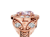 Rose gold Fancy Pink Pear Cut Halo Milgrain Diamond Engagement Ring with Leaf Band and Four-Prong Setting_5