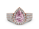 Rose gold Fancy Pink Pear Cut Halo Pavé Diamond Engagement Ring with Split Shank and Four-Prong Setting_3