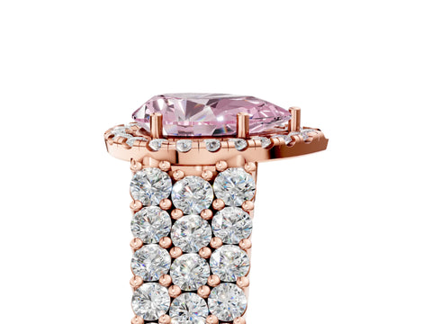 Rose gold Fancy Pink Pear Cut Halo Pavé Diamond Engagement Ring with Split Shank and Four-Prong Setting_8