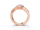 Rose gold Fancy Pink Pear  Cut Halo Pave Band Four-Prong Ring_52