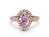 Rose gold Fancy Pink Pear  Cut Halo Pave Band Four-Prong Setting Ring_37