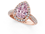 Rose gold Fancy Pink Pear  Cut Halo Pave Band Four-Prong Setting Ring_38