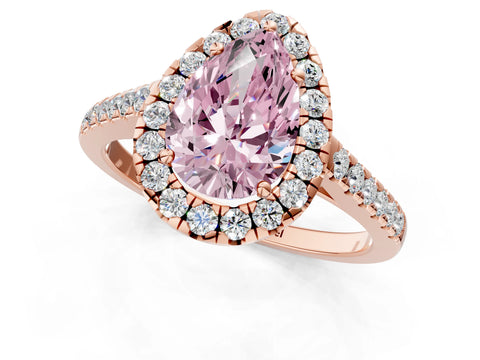 Rose gold Fancy Pink Pear Cut Halo Pave Diamond Engagement Ring with Four-Prong Setting_1