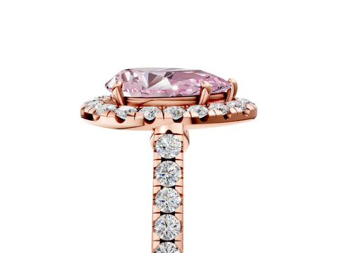 Rose gold Fancy Pink Pear Cut Halo Pave Diamond Engagement Ring with Four-Prong Setting_5