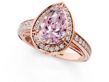 Rose gold Fancy Pink Pear  Cut Halo Pave Split Shank Prong Setting Ring_33