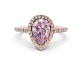 Rose gold Fancy Pink Pear Cut Halo Round Diamond Pavé Band with Four-Prong Setting_3