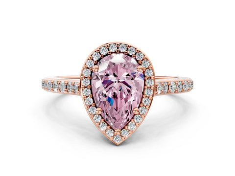 Rose gold Fancy Pink Pear Cut Halo Round Diamond Pavé Band with Four-Prong Setting_3