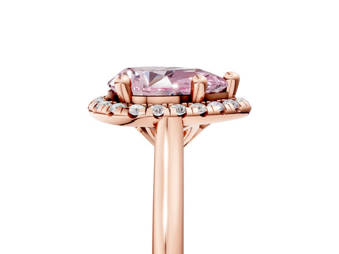 Rose gold Fancy Pink Pear Cut Halo Round Diamond Solitaire Engagement Ring with Pave Band and Four-Prong Setting_17