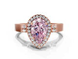 Rose gold Fancy Pink Pear Cut Halo Round Diamond Twist Band with Four-Prong Setting