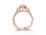 Rose gold Fancy Pink Pear Cut Halo Round Diamond Twist Band with Four-Prong Setting_3