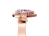 Rose gold Fancy Pink Pear Cut Halo Round Diamond Twist Band with Four-Prong Setting_5