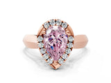 Rose gold Fancy Pink Pear  Cut Halo Solitaire Engagement Ring with Square Band and Four-Prong Setting_114