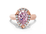 Rose gold Fancy Pink Pear  Cut Halo Solitaire Engagement Ring with Square Band and Four-Prong Setting_66