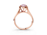 Rose gold Fancy Pink Pear  Cut Halo Solitaire Engagement Ring with Square Band and Four-Prong Setting_69