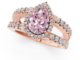 Rose gold Fancy Pink Pear  Cut Halo Split Shank Diamond Ring with Four-Prong Setting_46