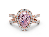 Rose gold Fancy Pink Pear  Cut Halo Split Shank Pave Set Ring_62