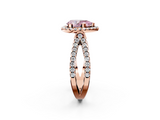 Rose gold Fancy Pink Pear  Cut Halo Split Shank Pave Set Ring_64