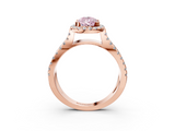 Rose gold Fancy Pink Pear  Cut Halo Split Shank Pave Set Ring_65