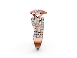 Rose gold Fancy Pink Pear  Cut Halo Split Shank Prong Setting Ring_62