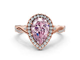 Rose gold Fancy Pink Pear Cut Halo Twist Band with Four-Prong Setting_12