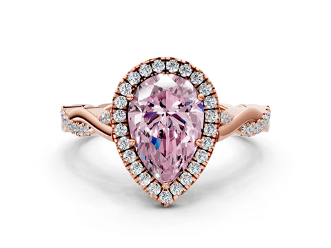 Rose gold Fancy Pink Pear Cut Halo Twist Band with Four-Prong Setting_12