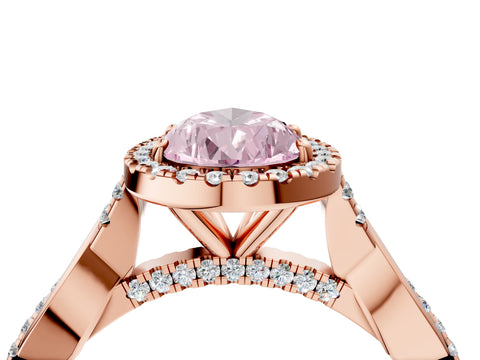 Rose gold Fancy Pink Pear Cut Halo Twist Band with Four-Prong Setting_16