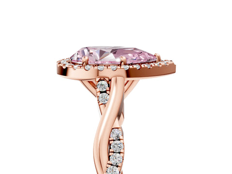 Rose gold Fancy Pink Pear Cut Halo Twist Band with Four-Prong Setting_17