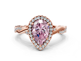 Rose gold Fancy Pink Pear  Cut Halo Twisted Band Four-Prong Ring_20