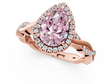Rose gold Fancy Pink Pear  Cut Halo Twisted Band Four-Prong Ring_21