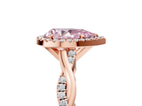 Rose gold Fancy Pink Pear  Cut Halo Twisted Band Four-Prong Ring_25