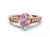 Rose gold Fancy Pink Pear  Cut Milgrain Channel Set Engagement Ring with Solitaire Prong Setting_67