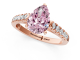 Rose gold Fancy Pink Pear  Cut Pavé Band Solitaire Ring with Four-Prong Setting_42