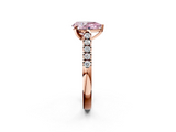 Rose gold Fancy Pink Pear  Cut Pavé Band Solitaire Ring with Four-Prong Setting_43