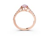 Rose gold Fancy Pink Pear  Cut Pavé Band Solitaire Ring with Four-Prong Setting_44