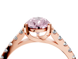Rose gold Fancy Pink Pear  Cut Pavé Band Solitaire Ring with Four-Prong Setting_45