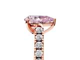 Rose gold Fancy Pink Pear  Cut Pavé Band Solitaire Ring with Four-Prong Setting_46