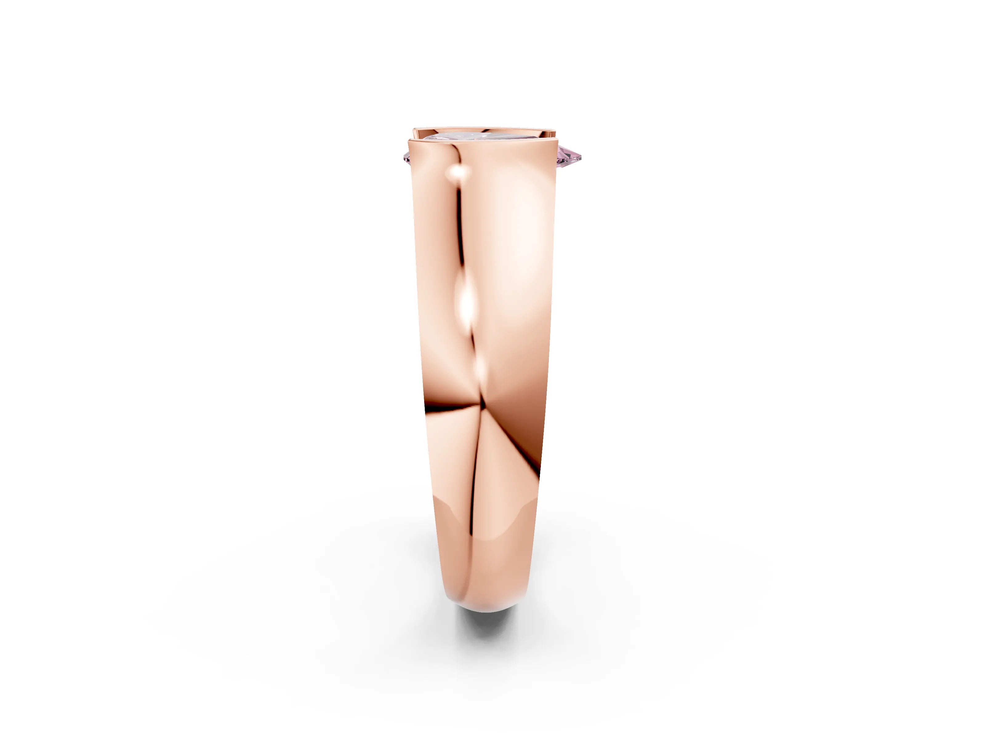 Rose gold Fancy Pink Pear Cut Solitaire Bezel Set Diamond Ring with Wide Band_2