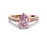 Rose gold Fancy Pink Pear Cut Solitaire Cathedral Diamond Engagement Ring with Channel-Set Band and Four-Prong Setting_3