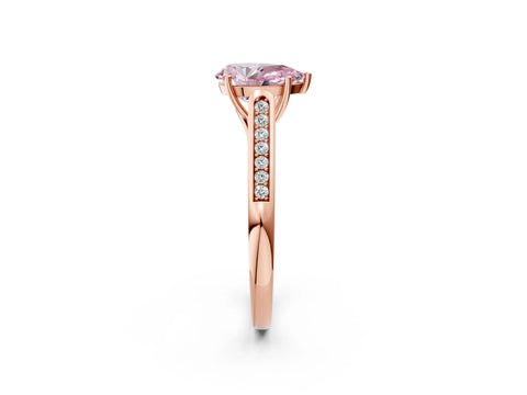 Rose gold Fancy Pink Pear Cut Solitaire Cathedral Diamond Engagement Ring with Channel-Set Band and Four-Prong Setting_5