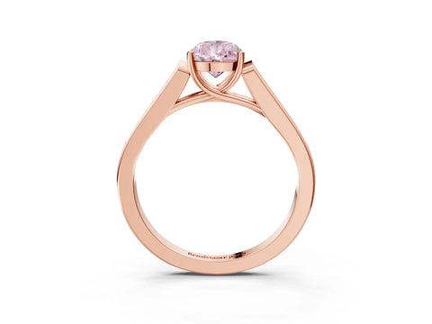 Rose gold Fancy Pink Pear Cut Solitaire Cathedral Diamond Engagement Ring with Channel-Set Band and Four-Prong Setting_6
