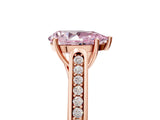 Rose gold Fancy Pink Pear Cut Solitaire Cathedral Diamond Engagement Ring with Channel-Set Band and Four-Prong Setting_8