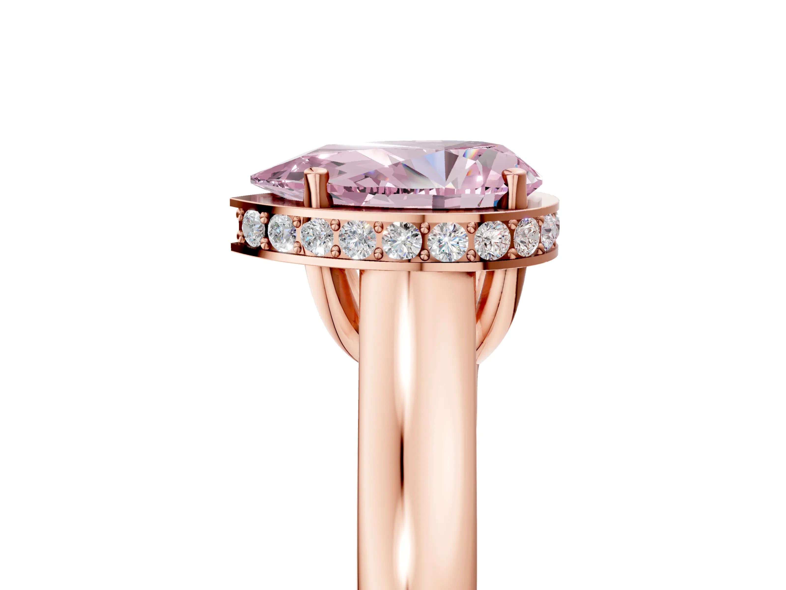 Rose gold Fancy Pink Pear Cut Solitaire Diamond Engagement Ring with Four-Prong Setting and Tapered Band_5