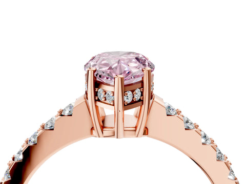 Rose gold Fancy Pink Pear Cut Solitaire Diamond Engagement Ring with Pavé Band and Six-Prong Setting_16